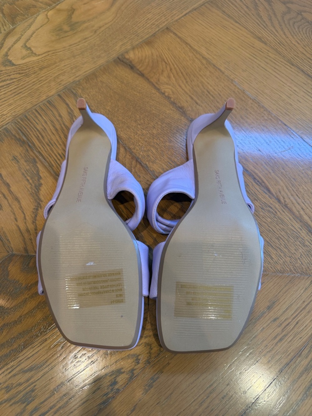 Saks Fifth Avenue Lavender Twisted Double-Strap Slide Sandals - Picture 3 of 3
